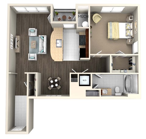1BA Cooper Floor Plan at The Beacon at Waugh Chapel, Gambrills